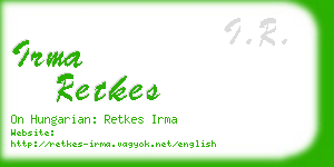 irma retkes business card